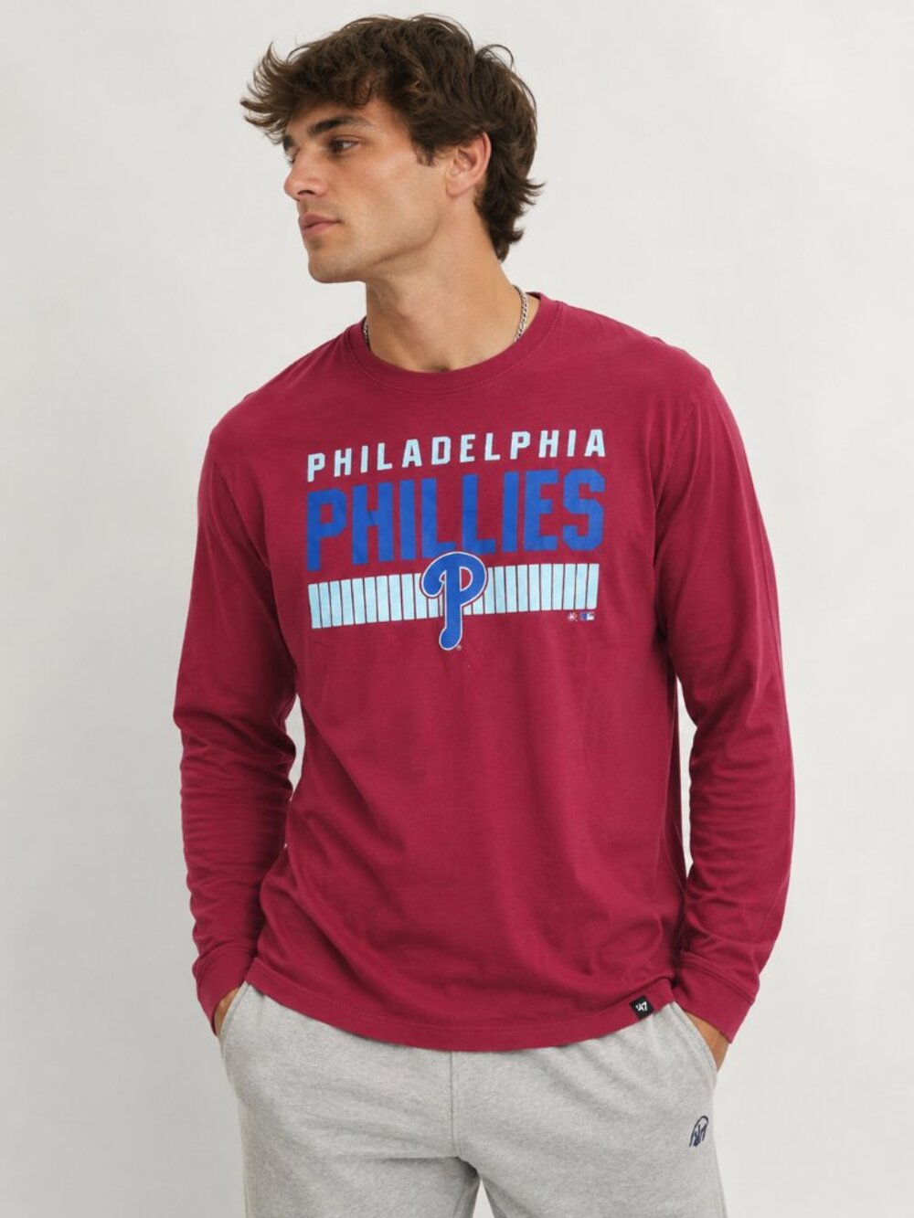 '47 Brand Philadelphia Phillies Long Sleeve Graphic T-Shirt Men's Medium Red MLB